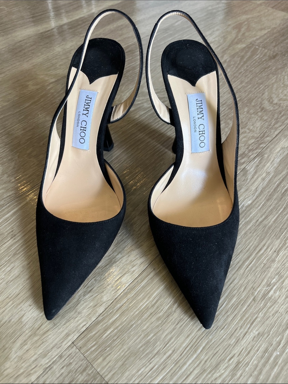 Jimmy Choo Black Suede Pointed Slingback Pumps - Picture 8 of 8